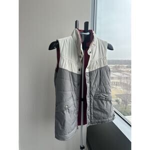 Ascend Gray White Colorblock Full Zip Women's Lightweight Quilted Vest S Pockets